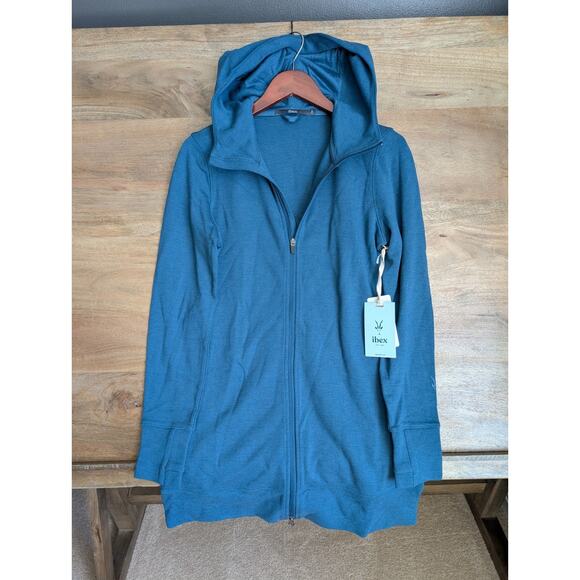 Ibex Hoodie Womens Small Green Merino Wool FW23 Shak Long Sleeve Hood Zip Up NWT - Picture 1 of 5